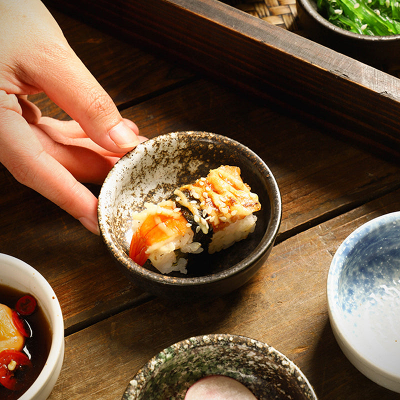 Wholesale Japanese Style Mini Small Ceramic Bowl Sushi Soy Plate Dish Customized Logo Paper Box for Camping Home Party Kitchen