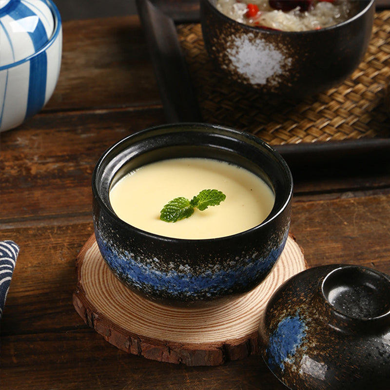 Yurtrain Household Ceramic Bowl Shape Heat-Resistant Janpense Lid for Stewing Soup Steamed Egg Janpense Bowl Lid Melamine Bowl