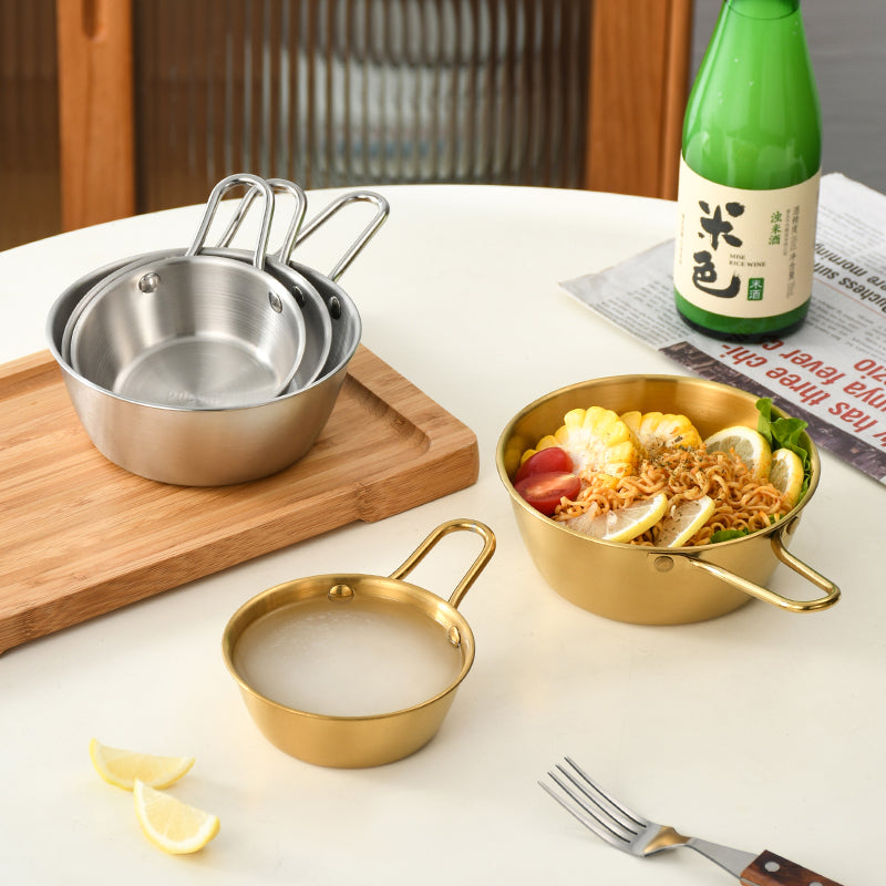 Yurtrain Portable Stainless Steel Bowl for Outdoor Camping Backpacking and Travel with Handle Disposable Picnic Tableware Set