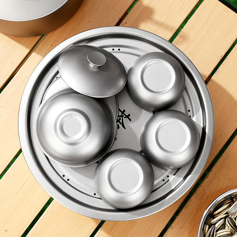 Portable Lightweight Travel Tea Set with Storage Bag Built-In Strainer Titanium Tea Cups Teapot Outdoor Camping Hiking Tableware
