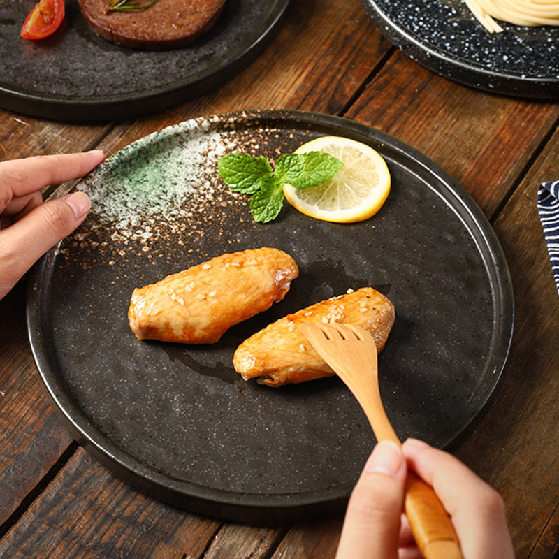 Custom Logo Porcelain Ceramic Steak Plate Flat Matte Crockery Stoneware Dinner Plate Set Frost Hotel Restaurant Dinnerware