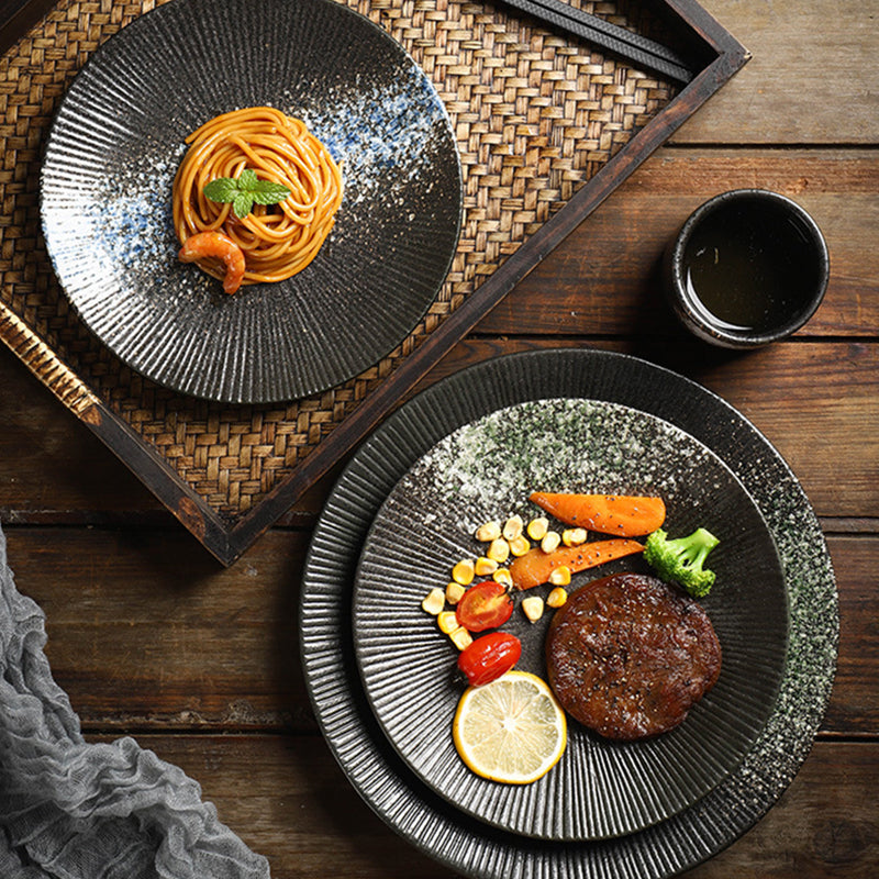 Japanese-Style Simple Ceramic Plate Home Creative Frost Technique Steak and Pasta Flat Plate for Western Restaurant Tableware
