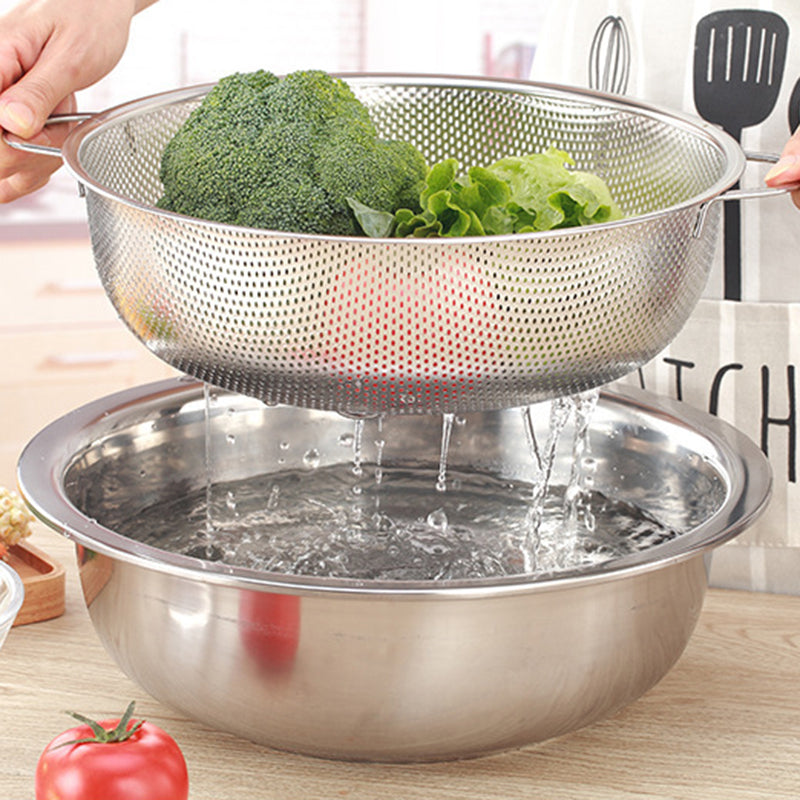 Yurtrain Stainless Steel Colander Bowl Metal Colander Strainer Basket Handle for Convenient Food Drainage for Washing Rice