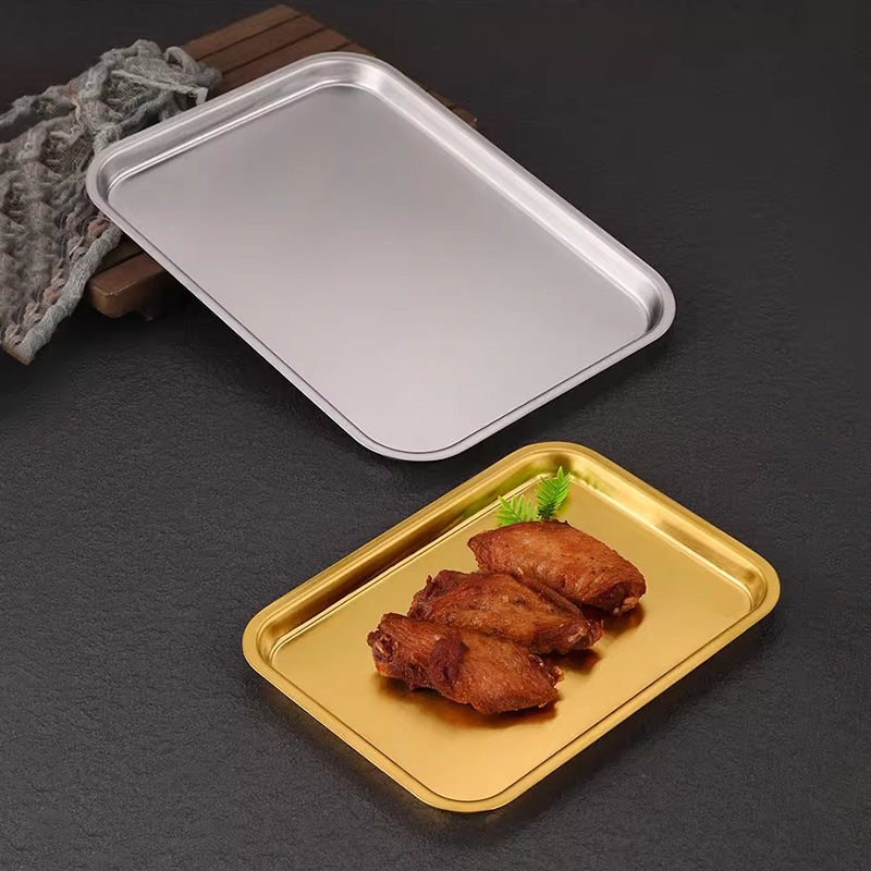 Yurtrain Stainless Steel Dinner Plate Metal Dish for Food Baking Appetizer Cookie Steak Dessert Salad Dental Care