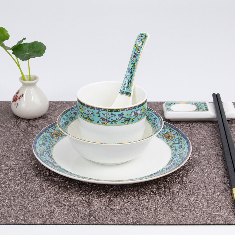 Yurtrain Durable Dinner Set Porcelain Enamel Color Chinese Style Bowls and Dishes Tableware for Gifts-Bowl Plate Ceramic Set
