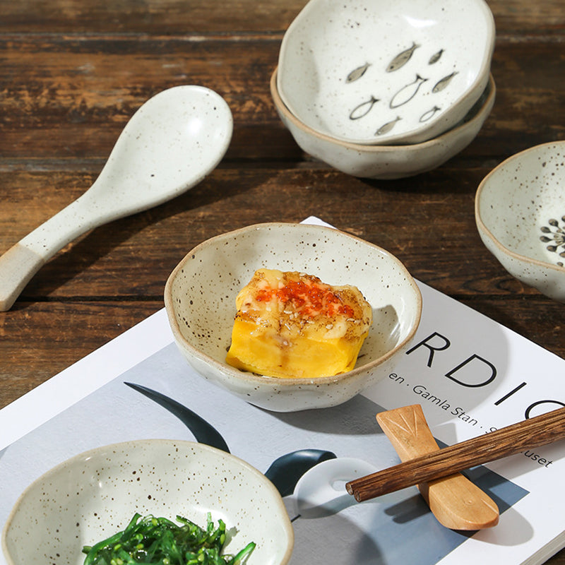 Small Size Glazed Ceramic Serving Dishes Japanese Tableware Restaurant Crockery Uaral Dip Soy Bowl Frost Technique