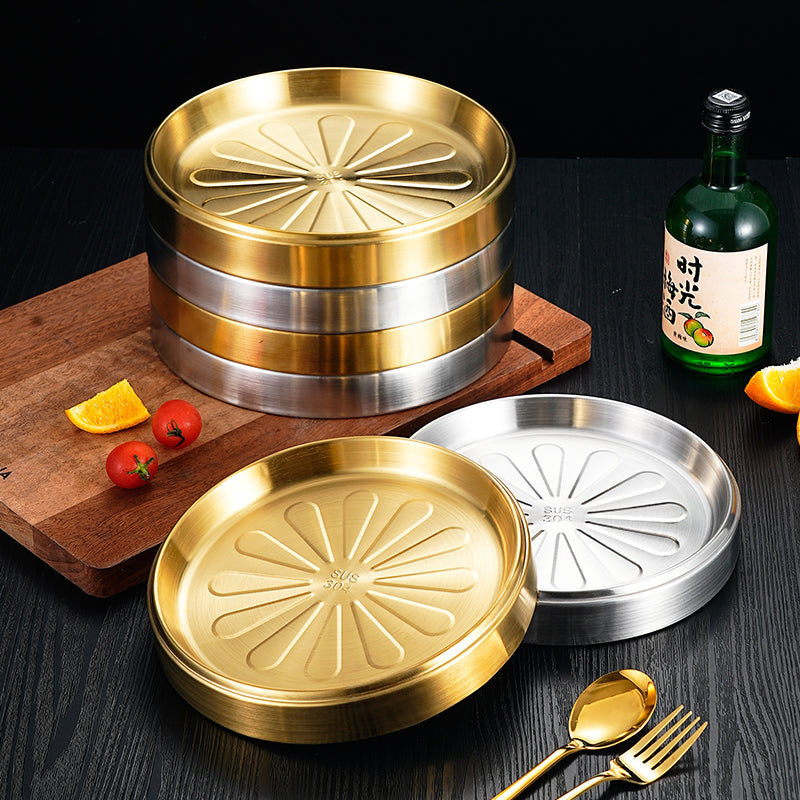 Yurtrain 304 Stainless Steel Sashimi Ice Plate for Salmon for Raw Fish Sushi Hot Pot BBQ Preparation Korean-Japanese Style Frost