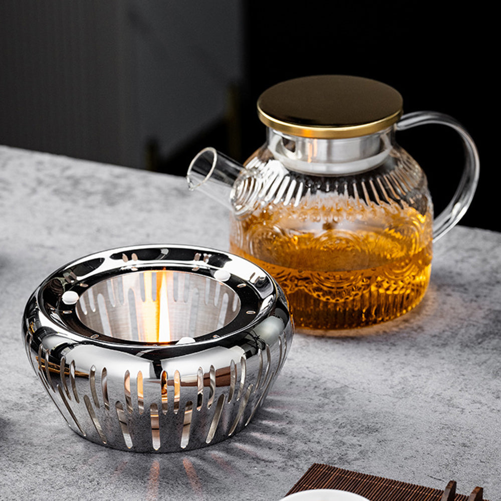 Hot Sale Yurtrain Luxury Heat Resistant Clear High Borosilicate Glass Flower Tea Stove Teapot 24h Keep Warm Health Pot Infuser