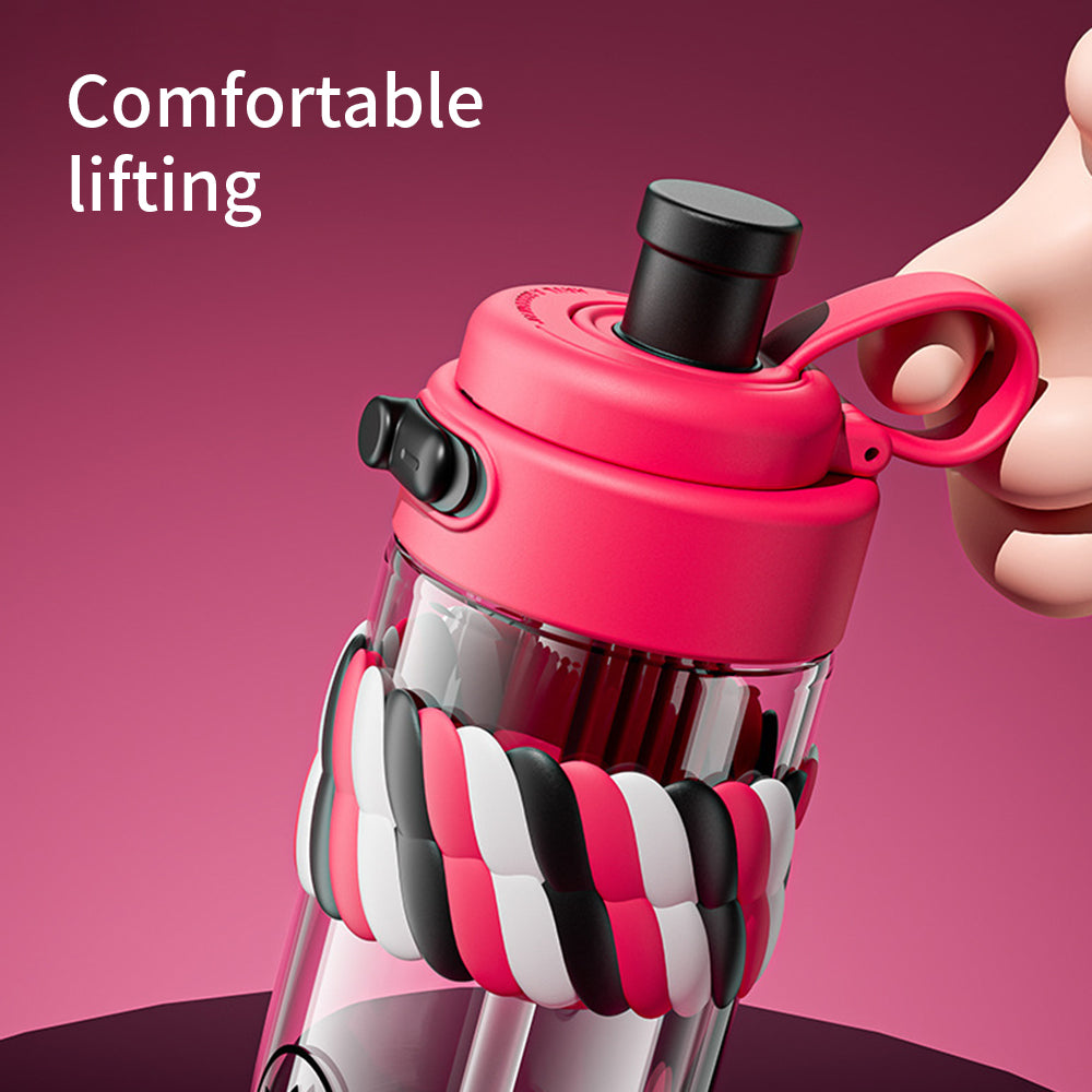 550/700ml Safe Material Cute Cartoon Glass Water Cup Portable Double Drinking Straw Bottle High Temperature Resistant Coffee Cup