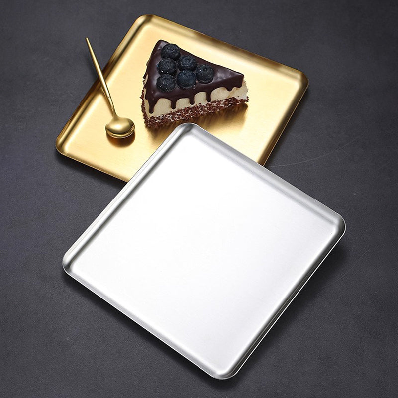 Yurtrain Custom 304 Stainless Steel Gold-Plated Nonstick Pan Cookie Sheet Baking Serving Tray Steamed Fruit Plate Dishes Plates
