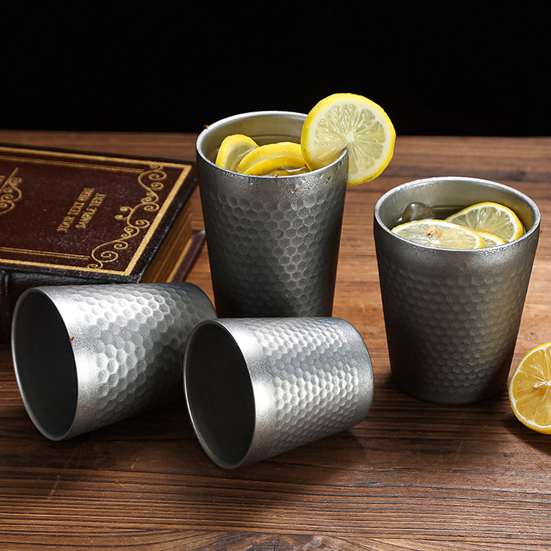 Yurtrain Laser Logo Gold Copper Plate Sliver 304 Stainless Steel Beer Cup for Bar Diamond Ripple Double Wall Drinking Cups Mug