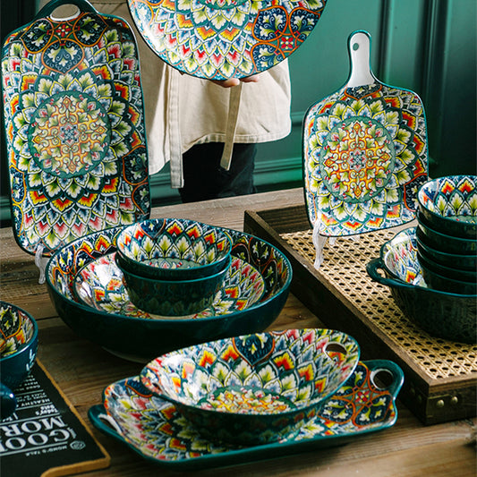 Yurtrain Yurtrain Nordic Bohemia Ceramic Plates Sets Dinnerware Party Tableware & Table Decorations for Restaurant Home