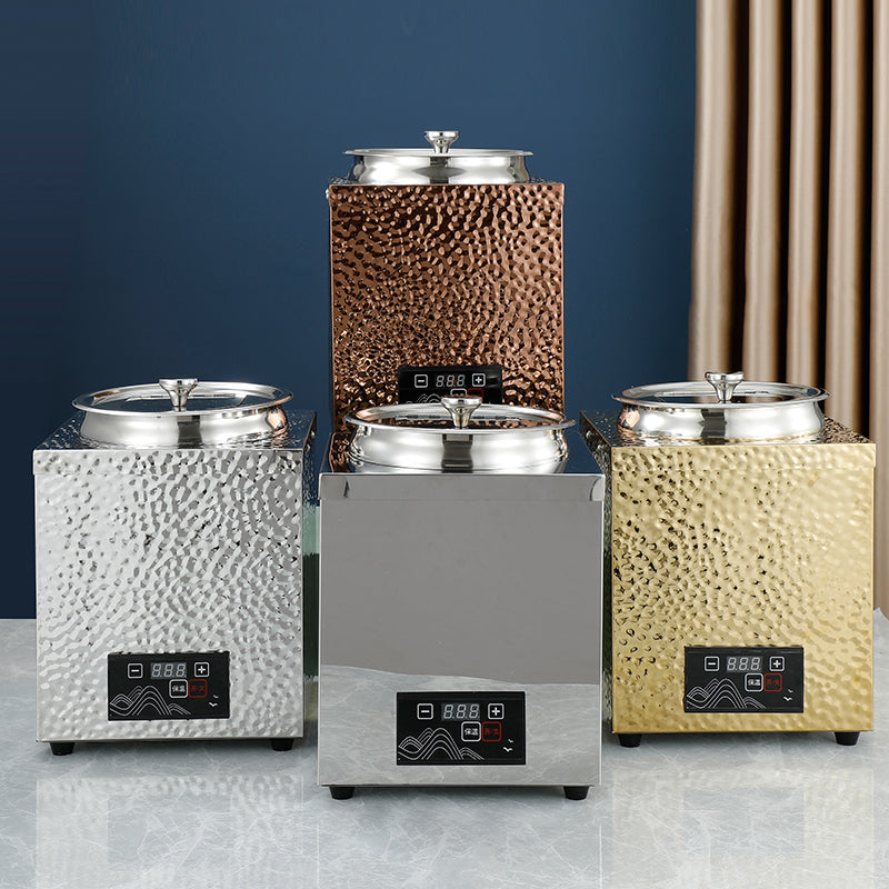 Yurtrain Buffet 10L Stainless Steel Temperature Adjustment Soup Kettle Electric Soup Warmer for Restaurants Cafes Hotels Buffets