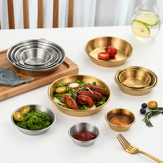 Yurtrain Mini Individual Stainless Steel Sauce Bowls Silver Gold Metal Dipping Cups for Sushi and Korean Condiments