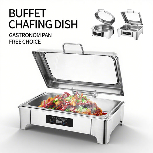 Yurtrain Stainless Steel Rectangular Self-Serve Food Warmer Chaffing Dishes for Catering Banquets & Parties