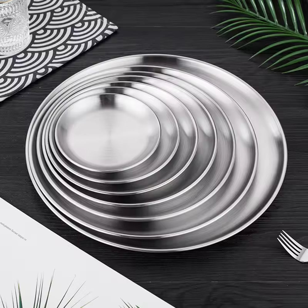 Yurtrain Stainless Steel Dish OEM/ODM Korean Restaurant Barbecue Fruit Dinner Plate Golden Silver Polished for Parties Events
