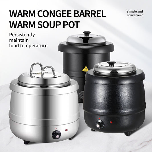 Yurtrain Commercial Kitchen Equipment Portable Black Stainless Steel Electric Soup Kettle Buffet Soup Food Warmer Catering