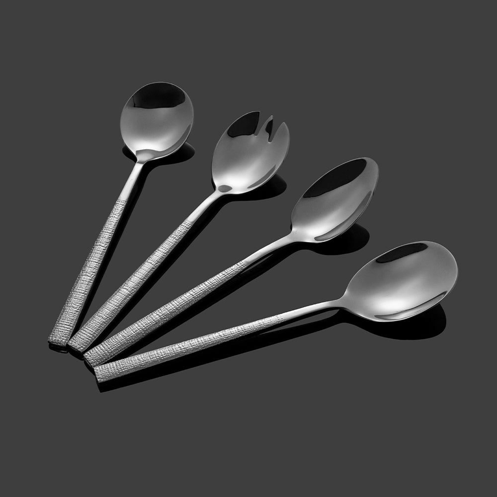 Yurtrain High Quality Art Decor Hammered 304 Stainless Steel Flatware Set Fork Spoon Knife Dishwasher Safe