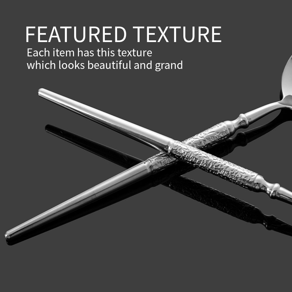 Modern Luxury Art Decor Stainless Steel Dishwasher Safe Mirror Kitchen Table Spoons Hotel Custom Cylindrical Steak Knife Fork