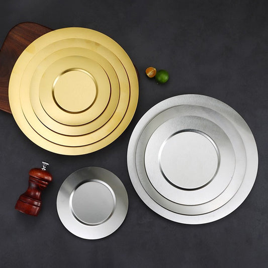 Yurtrain Wholesale Retro Barbecue Dinner Plate 304 Stainless Steel Tableware for Korean Restaurant Dishware