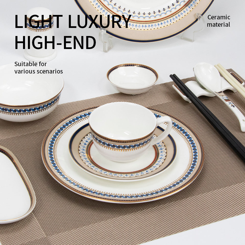 Yurtrain Luxury Royal Gold Rimmed Bone China Tableware Durable Cereal White Ceramic Bowls for Restaurant & Home Decoration