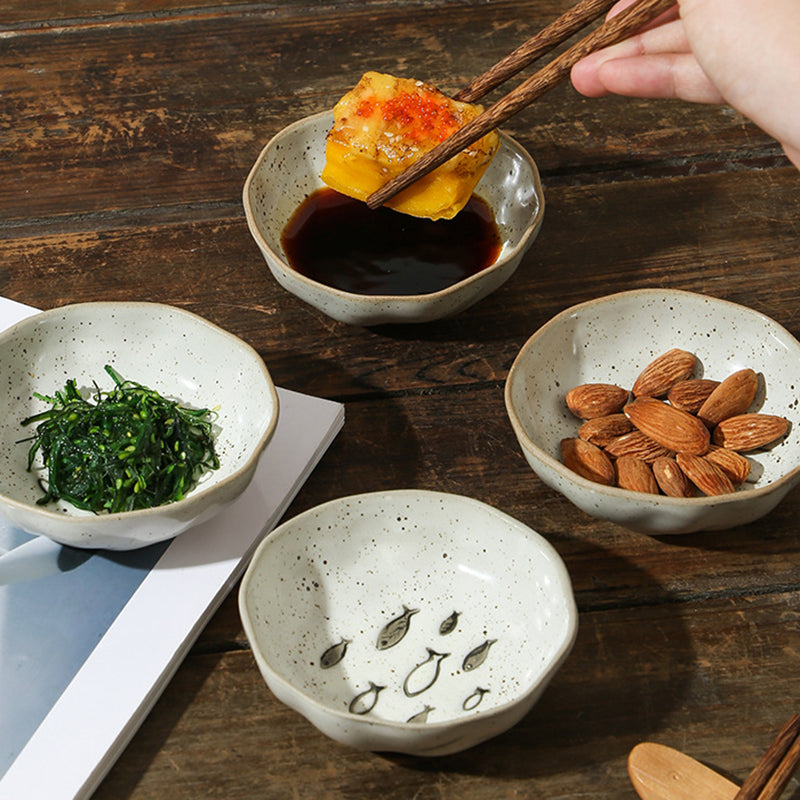 Small Size Glazed Ceramic Serving Dishes Japanese Tableware Restaurant Crockery Uaral Dip Soy Bowl Frost Technique