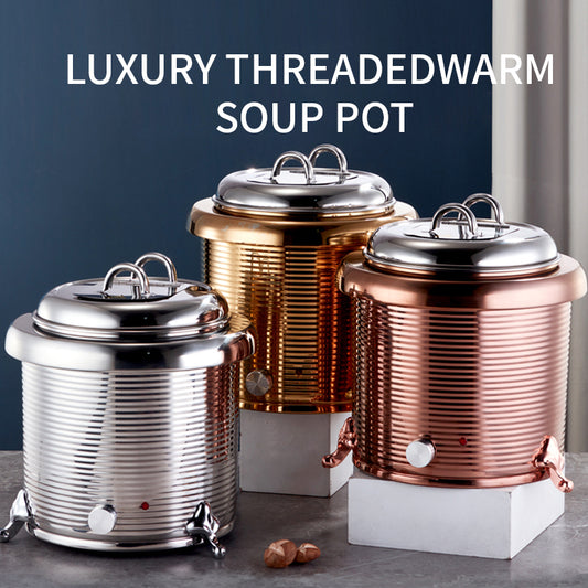 Commercial Hotel Buffet 13L Large Capacity Thread Warm Soup Pot Dry Electric Stainless Steel Electroplating Warm Soup Pot