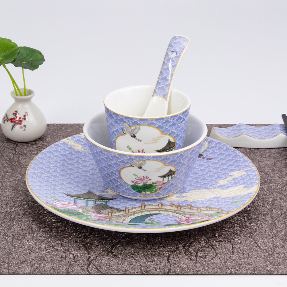 Yurtrain Luxury European Vintage Wedding Party Dinner Plate Set Durable Porcelain Bone China Ceramic Plant Elegant Wedding