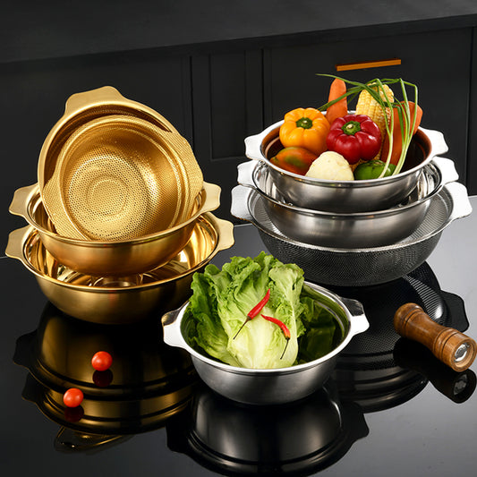 Yurtrain Stainless Steel Kitchen Supplies Hotel & Restaurant Tableware Sets Fruit Vegetable Colanders Bowl Strainers
