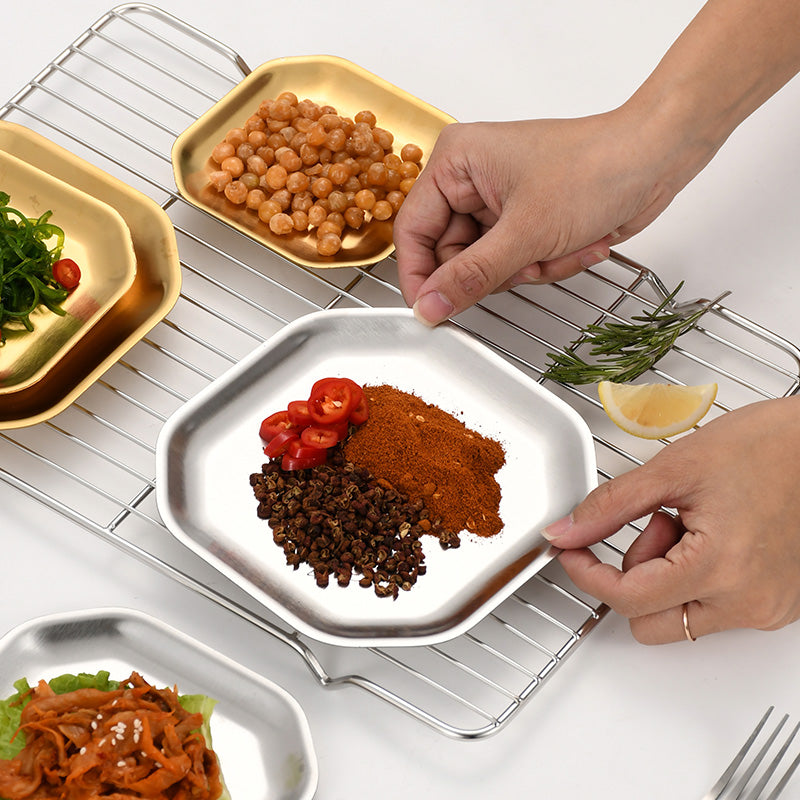 Yurtrain Stainless Steel Nonstick 304 Pan Frost Nonstick Cookie Sheet for Baking Steamed Sausage Fruit Tray Dishes Plate