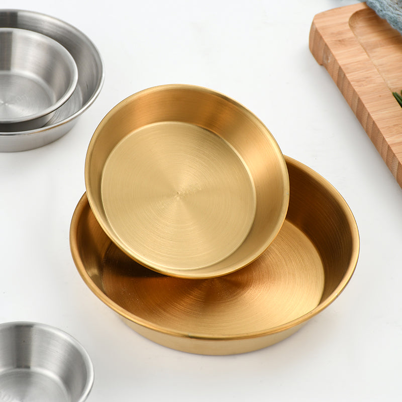 Yurtrain Mini Individual Stainless Steel Sauce Bowls Silver Gold Metal Dipping Cups for Sushi and Korean Condiments