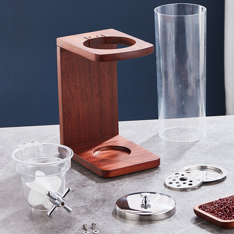 Yurtrain Hotel Commercial Food Storage Container 3 Tank Candy Corn Nut Dispensers Sapele Wood Base Grain and Cereal Dispenser