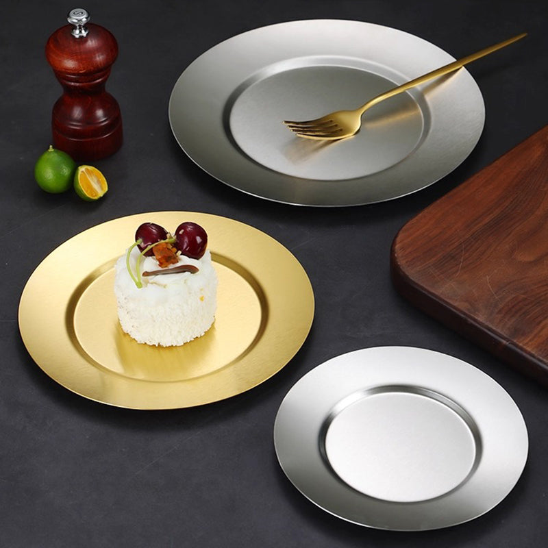 Yurtrain Wholesale Retro Barbecue Dinner Plate 304 Stainless Steel Tableware for Korean Restaurant Dishware