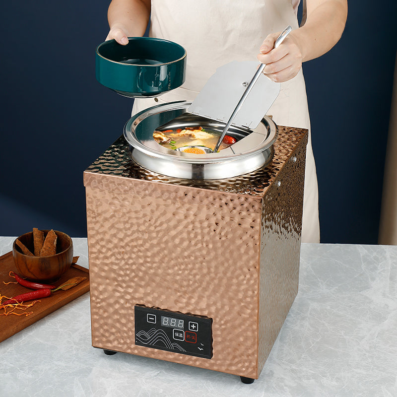 Yurtrain Buffet 10L Stainless Steel Temperature Adjustment Soup Kettle Electric Soup Warmer for Restaurants Cafes Hotels Buffets