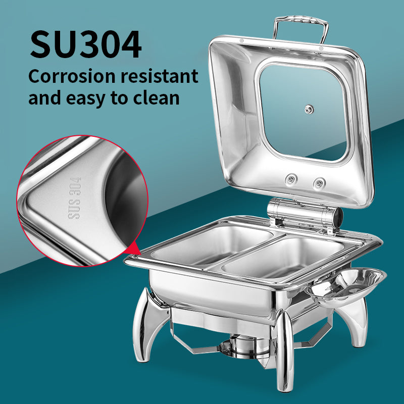 Yurtrain Commercial Stainless Steel Rectangular Buffet Food Warmer Hotel Chafing Dish Warming & Holding Equipment