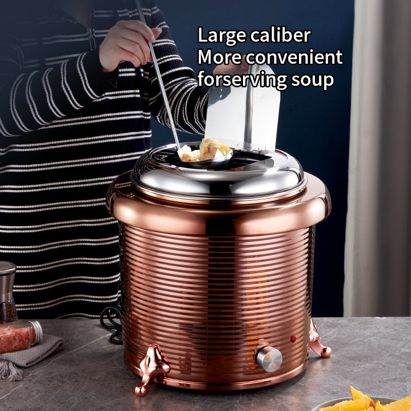 Commercial Hotel Buffet 13L Large Capacity Thread Warm Soup Pot Dry Electric Stainless Steel Electroplating Warm Soup Pot