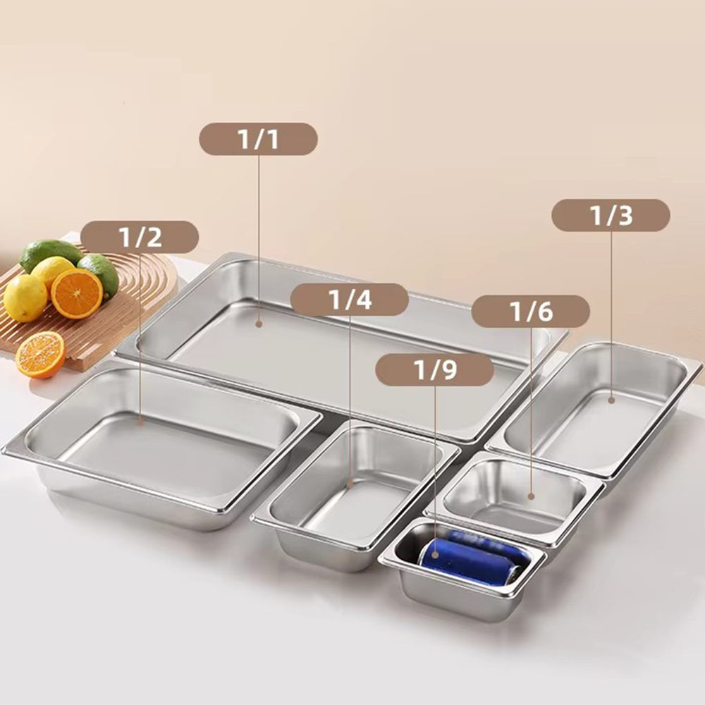 Yurtrain European Style Stainless Steel GN Pan Restaurant Hotel Kitchen Square Plate Food Storage Containers Gas Heating Lids