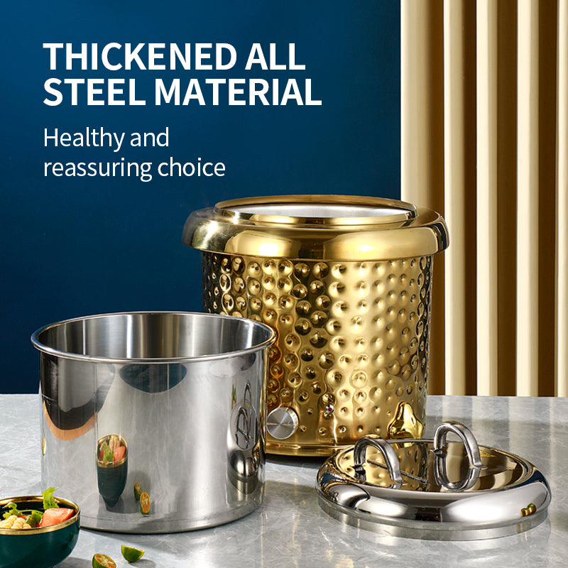 Yurtrain Luxury Hammer Pattern Electric Heating Soup Pot Commercial Catering Equipment Stainless Steel Restaurants Use