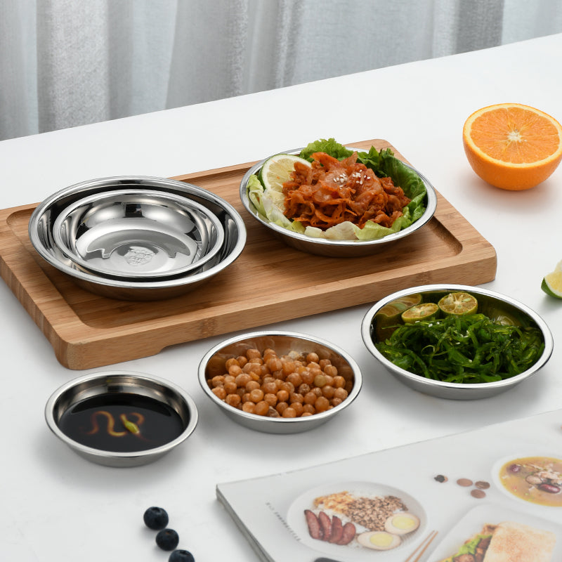 Yurtrain 304 Stainless Steel Dinner Plate Dishes Thicker Metal Polished Restaurant Supply Factory Wholesale