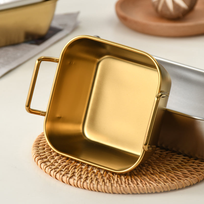Yurtrain Restaurant Stainless Steel Rectangle Snack Tray Handle Wholesale Fried Chicken Plate French Fry Food Basket for Metal