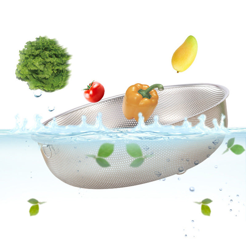 Yurtrain Stainless Steel Colander Bowl Metal Colander Strainer Basket Handle for Convenient Food Drainage for Washing Rice
