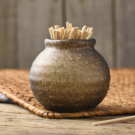 Yurtrain Japanese Style Restaurant Ceramic Toothpick Holder Handmade Porcelain Cylinder Toothpick Box Tableware Decoration