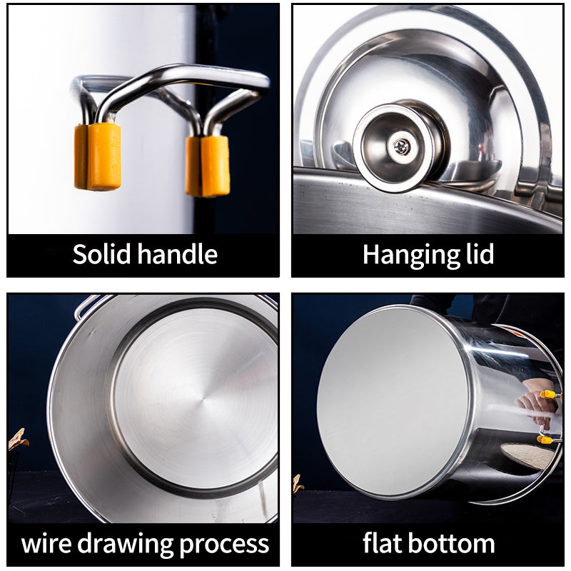 Restaurant & Hotel Supplies Thickened Non-Magnetic Rice Soup Bone Broth Heavy Stainless Steel Kitchen Cookware Stock Pot