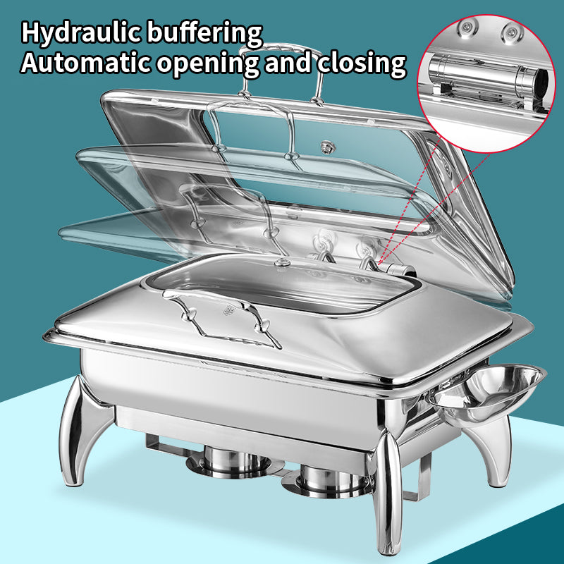 Yurtrain Commercial Stainless Steel Rectangular Buffet Food Warmer Hotel Chafing Dish Warming & Holding Equipment