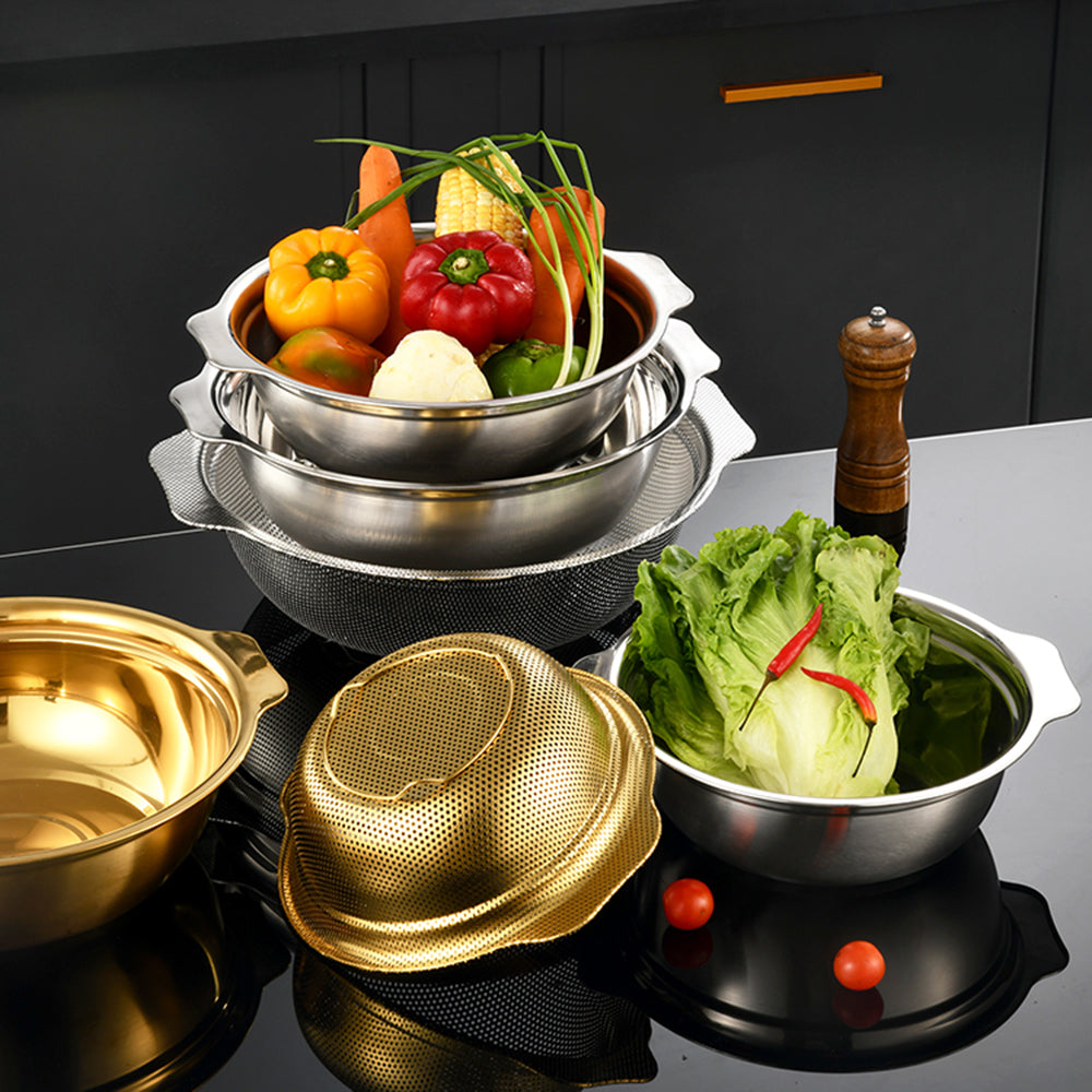 Yurtrain Stainless Steel Kitchen Supplies Hotel & Restaurant Tableware Sets Fruit Vegetable Colanders Bowl Strainers