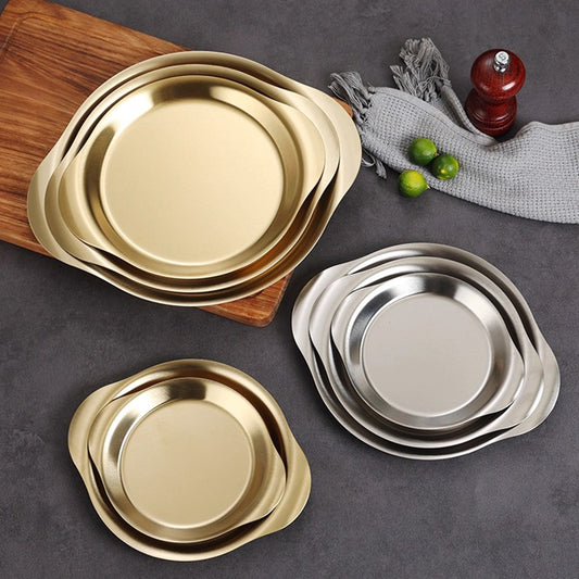 Yurtain Wholesale Multisize Stainless Steel Plate Food Serving Tray Restaurant Dishes & Fruits Trays for Dining & Catering