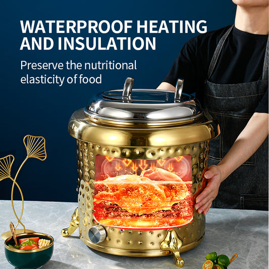 Yurtrain Luxury Hammer Pattern Electric Heating Soup Pot Commercial Catering Equipment Stainless Steel Restaurants Use