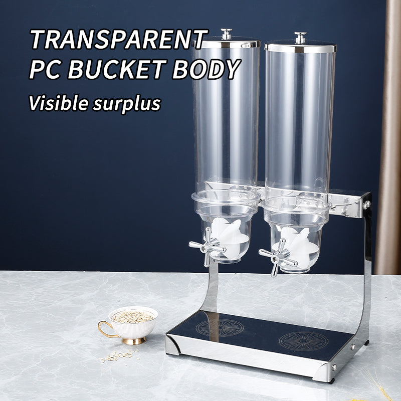 Yurtrain Dispenser Cereali Per Buffet Items 3 tank Stainless Stand Food Grain Rotating Acrylic Hotel Triple Cereal Dispenser