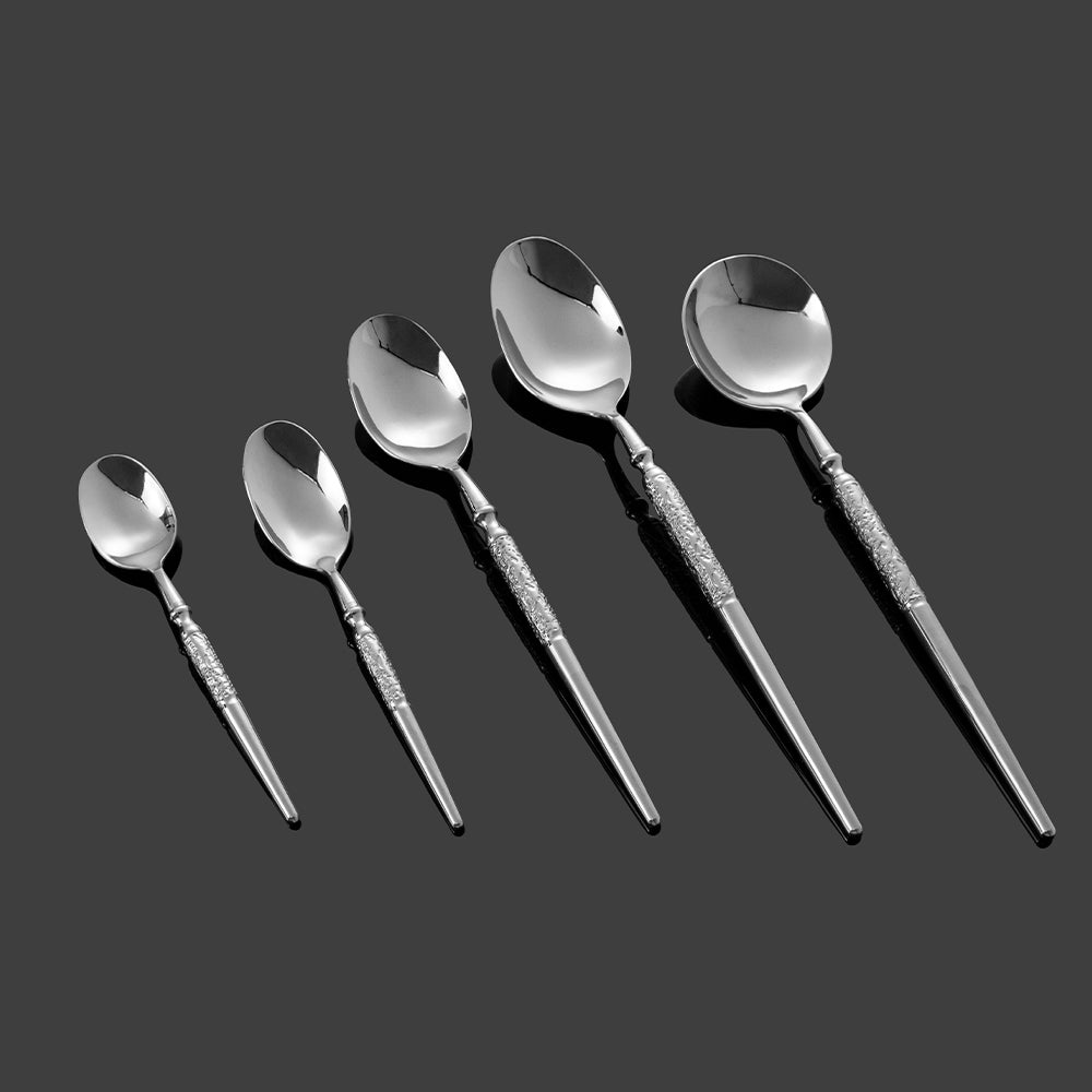 Modern Luxury Art Decor Stainless Steel Dishwasher Safe Mirror Kitchen Table Spoons Hotel Custom Cylindrical Steak Knife Fork