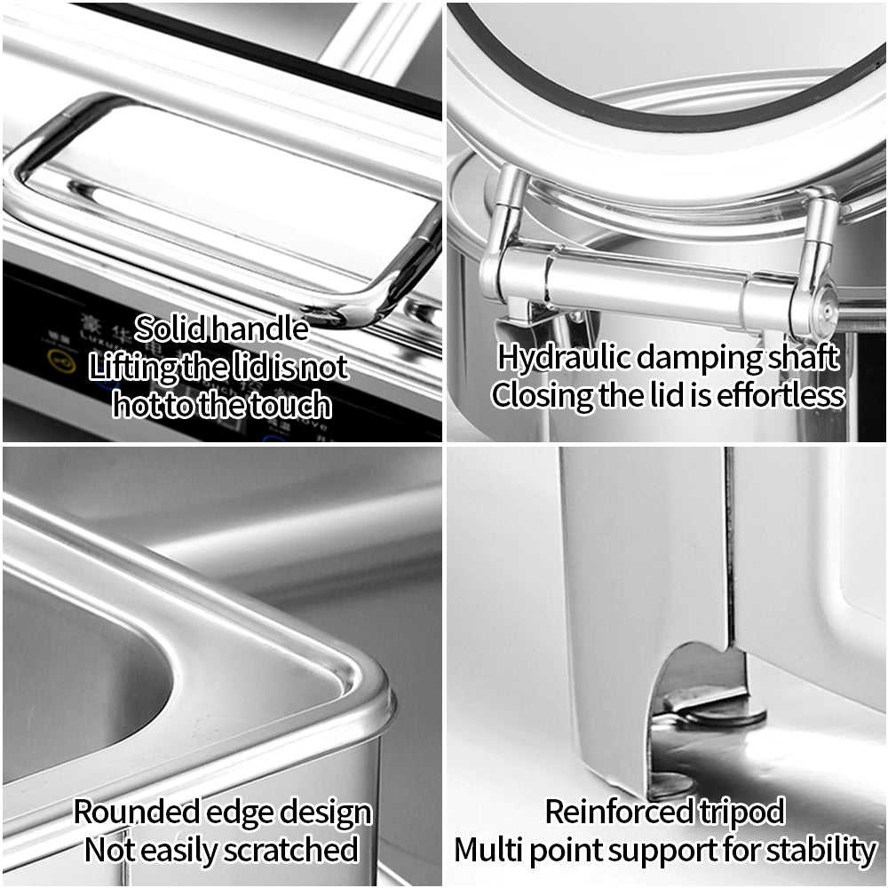Yurtrain Stainless Steel Rectangular Self-Serve Food Warmer Chaffing Dishes for Catering Banquets & Parties